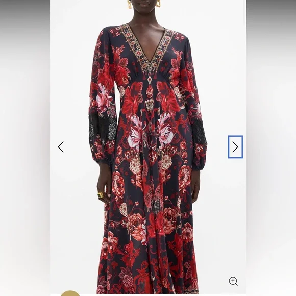 Camilla SISTERHOOD OF THE ROSE
BLOUSON SLEEVE V NECK
DRESS W LACE - Picture 4 of 9